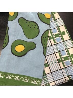 Avocado And Plaid Green And Blue Indoor/outdoor Napkins Set of 2
